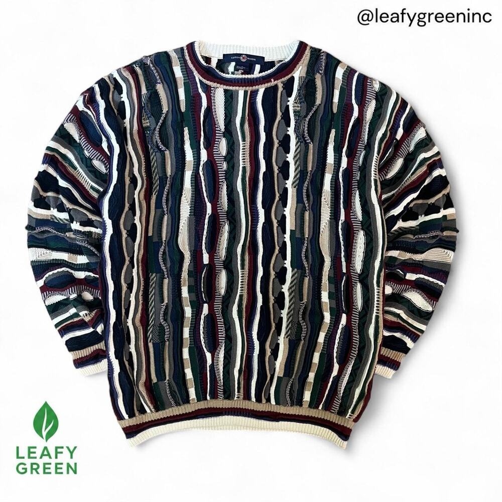 Coogi Original Blues Tundra Style Cotton Traders 3D Knit Sweater us sz L Jumper